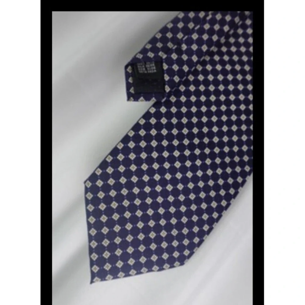 Fabris Venezia Tie‎ 100% Silk Navy Pattern Luxury Made in Italy Mens Necktie